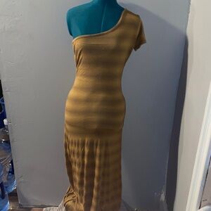 Elegant One-Shoulder Brown Dress